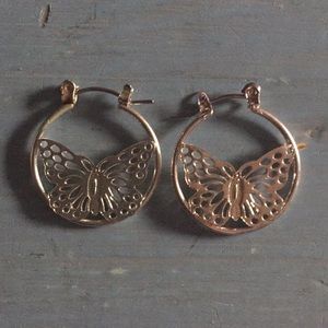 Butterfly hoop earrings